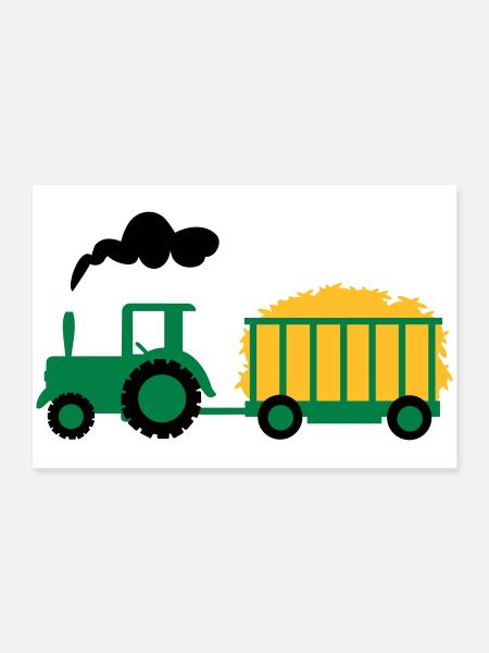 traktor kind geschenk - Poster 60x40 cm - Weiß - Vorne