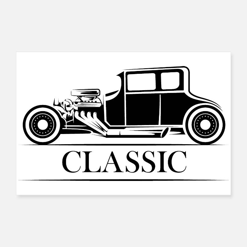 Voitures classiques oldtimer illustration symbole graphique Poster 60 x 40 cm