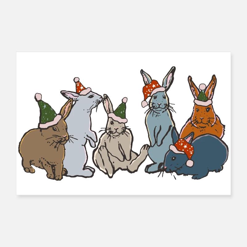 LAPINS DE NOËL Poster 60 x 40 cm