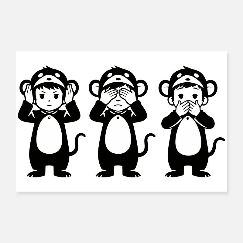 Three Monkeys Poster 24" x 16" (60x40 cm)