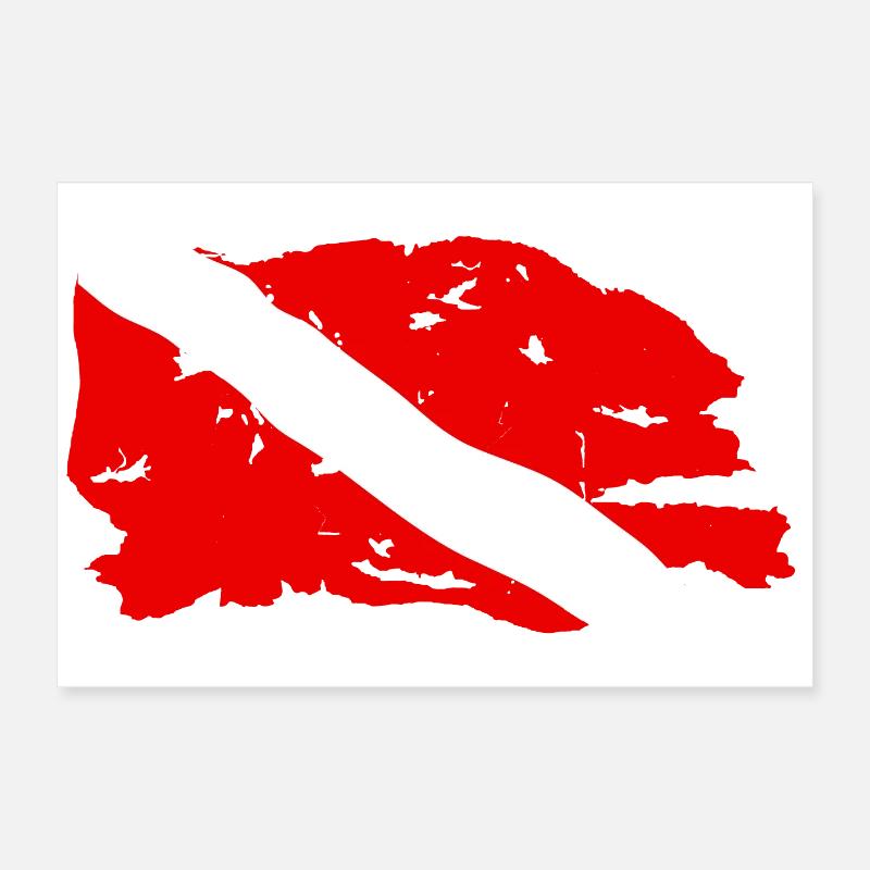 Drapeau Plongée Usé Poster 60 x 40 cm