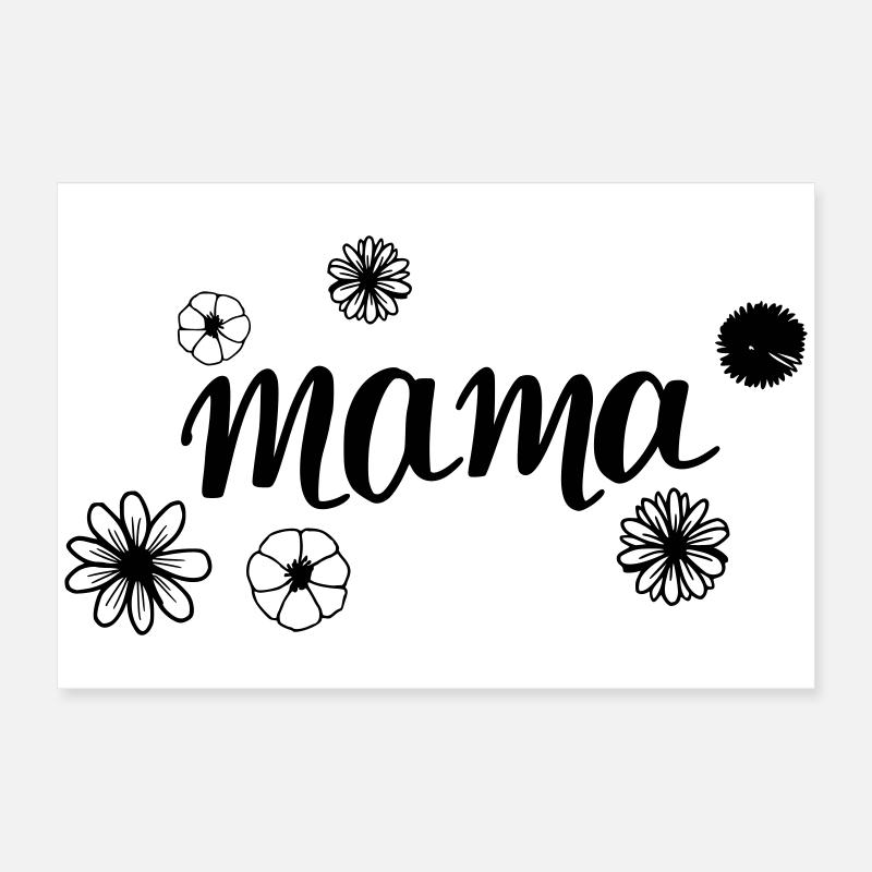 Maman dans le champ de fleurs - Poster 60 x 40 cm - blanc
