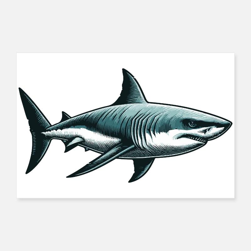 Grand requin blanc Poster 60 x 40 cm