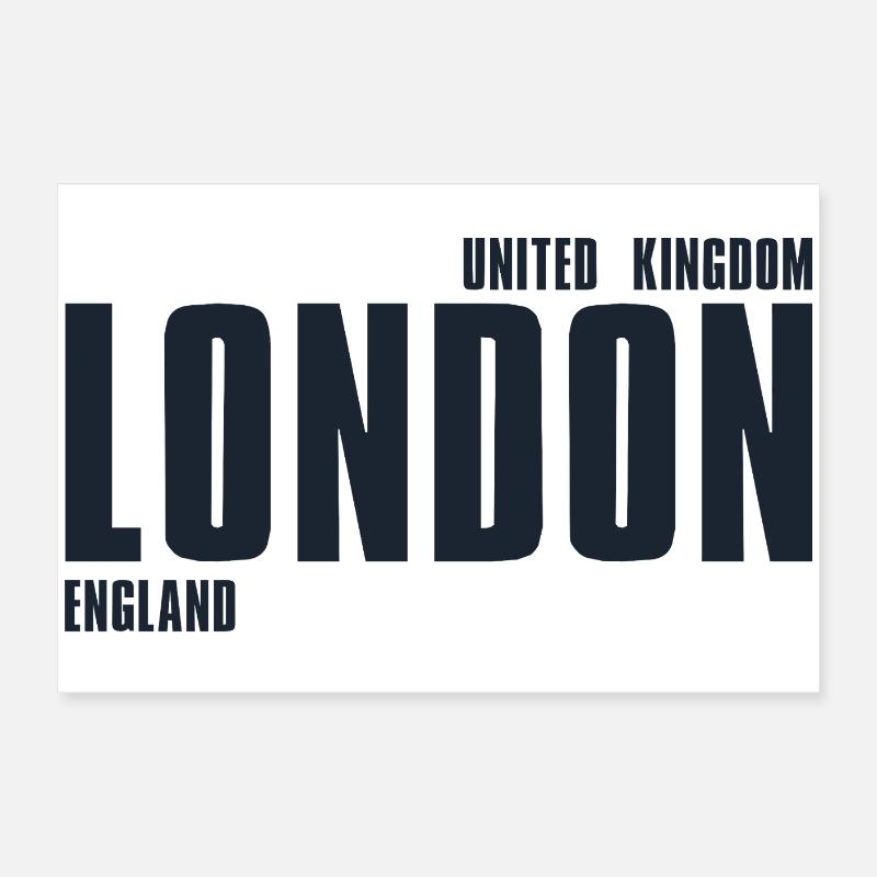 London Bold Typography Navy Poster 60x40 cm