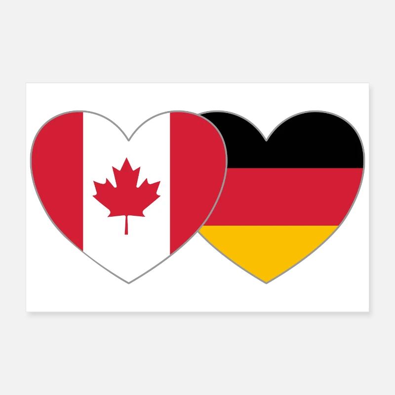 Canada Germany Flag Heart Poster 24" x 16" (60x40 cm)