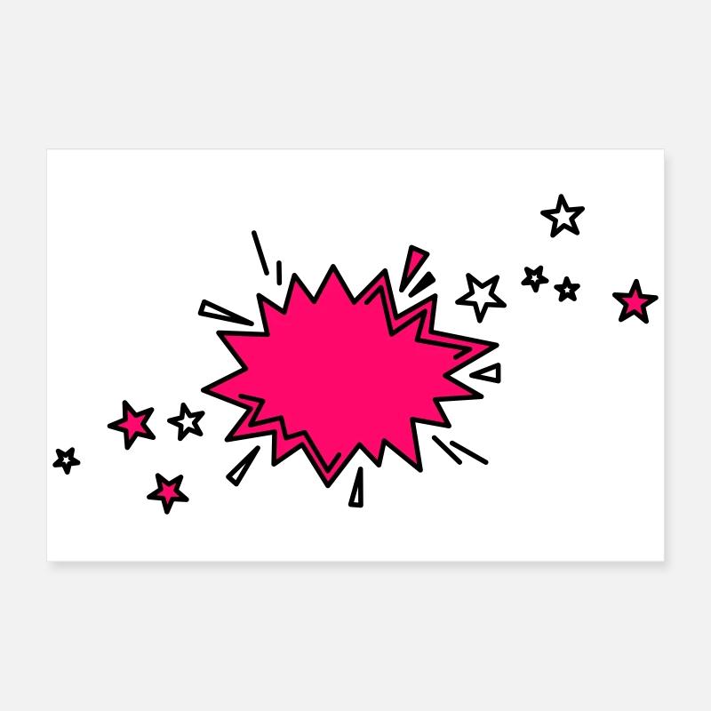 Comic Element in schwarz und pink Poster 60x40 cm