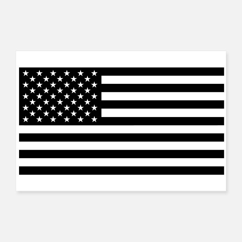 Black US flag - Poster 60 x 40 cm - blanc