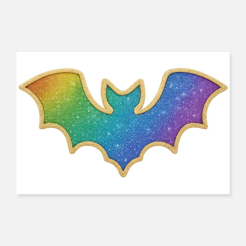 Rainbow Bat Glitter Poster 24" x 16" (60x40 cm)