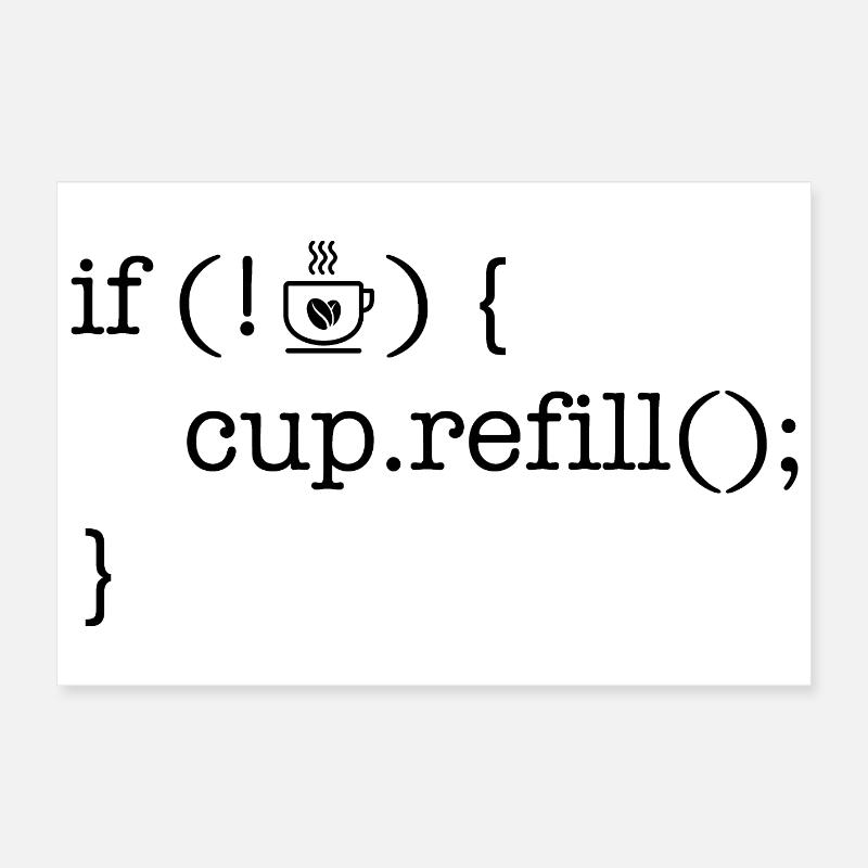 Programmeur de code café amateur de café humour Poster 60 x 40 cm