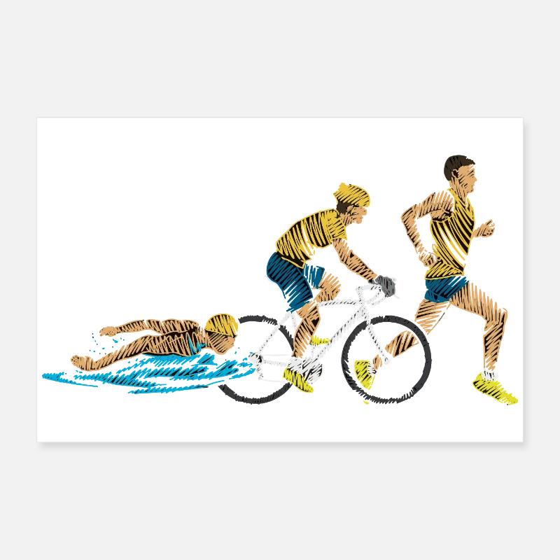 Relai Triathlon: Nage-Cycle-Course Poster 60 x 40 cm