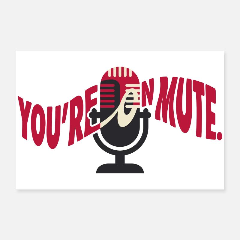 Micro Coupé Humour Visioconférence Poster 60 x 40 cm