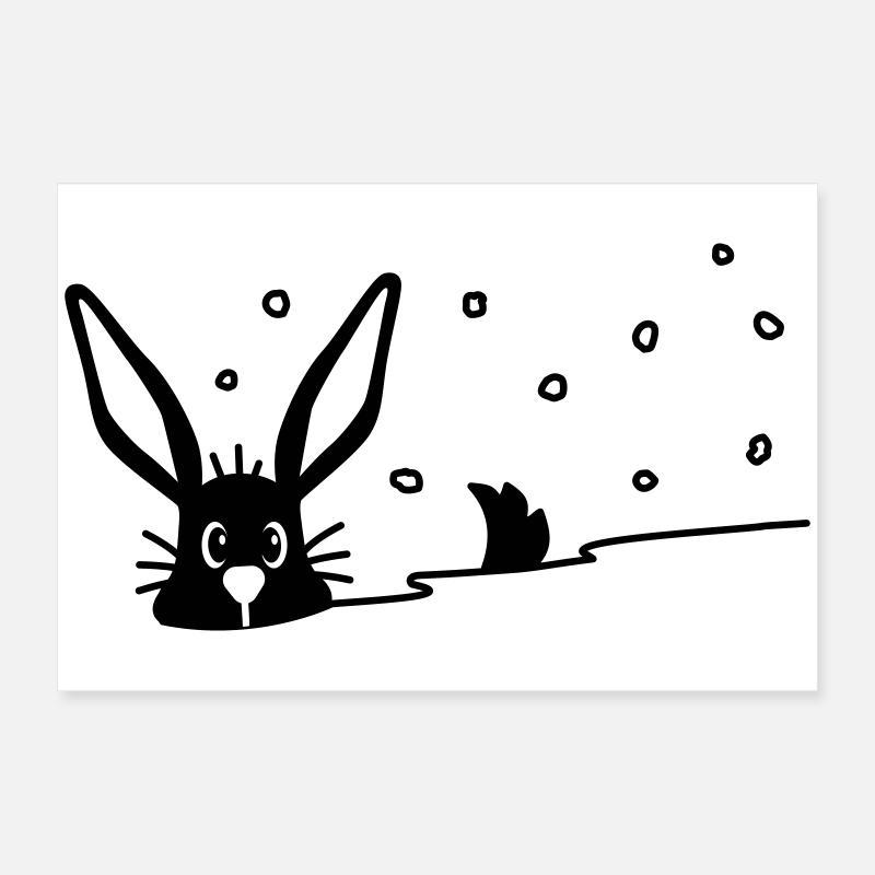 Cute bunny in the snow Poster 24" x 16" (60x40 cm)