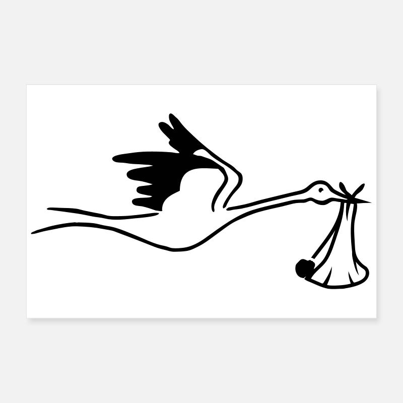 Cigogne avec bébé Poster 60 x 40 cm