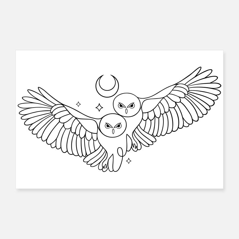 Eule Eulen Mond Liebe Infinity Poster 60x40 cm