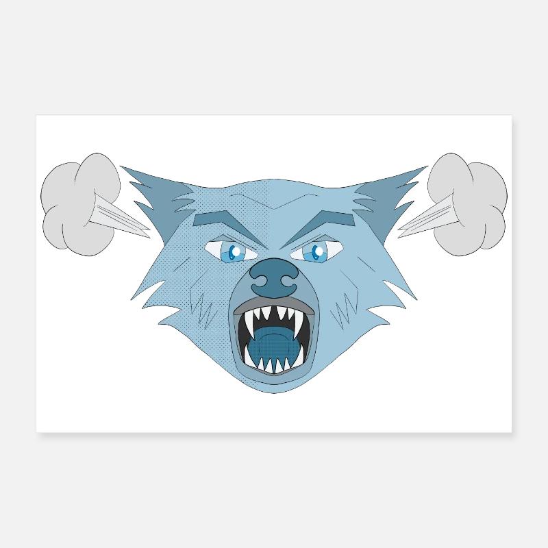 Angry Wolf Poster 24" x 16" (60x40 cm)
