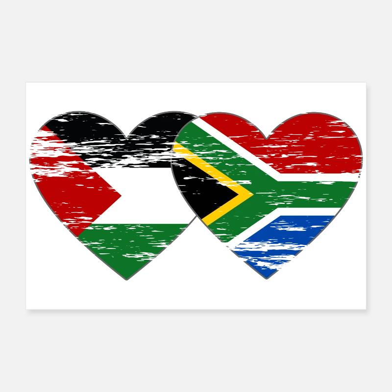 Palestine Afrique du Sud drapeau coeur utilisé Poster 60 x 40 cm