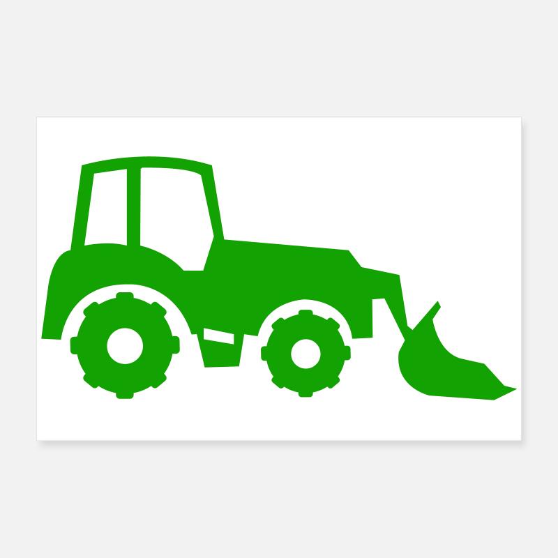Tracteur vert avec silhouette de charrue Poster 60 x 40 cm