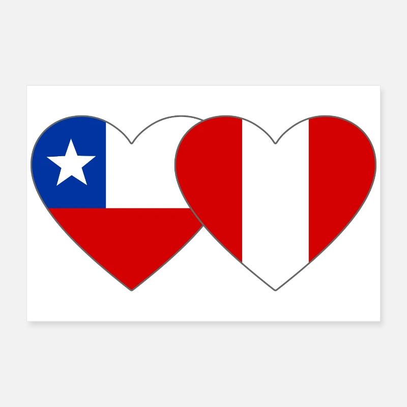 Chile_Peru_Flagge_Herz Poster 60 x 40 cm
