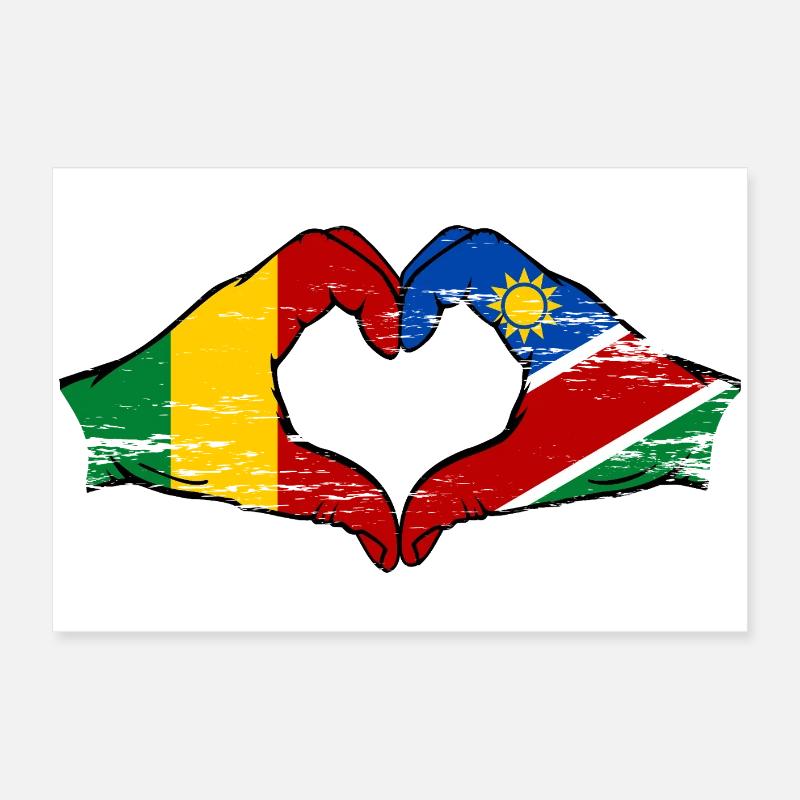 Mali Nairobi drapeau mains cœur utilisé Poster 60 x 40 cm