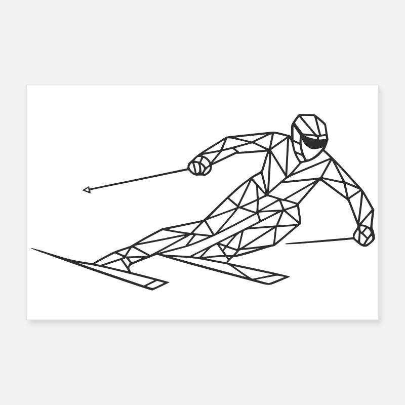 Geometrischer Skirennläufer Poster 60x40 cm