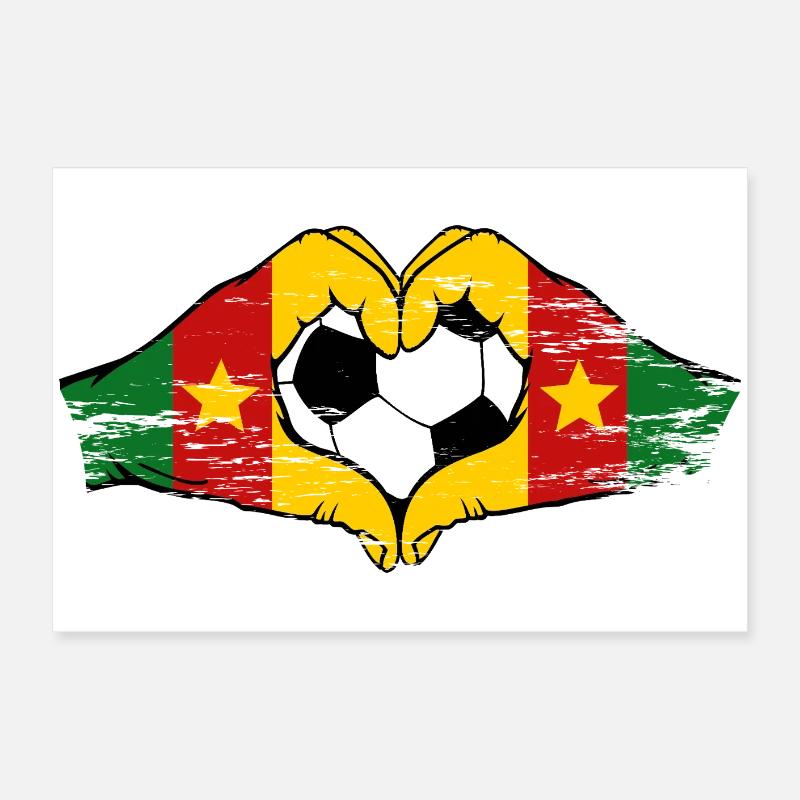 Mains du drapeau camerounais en forme de cœur utilisées Poster 60 x 40 cm