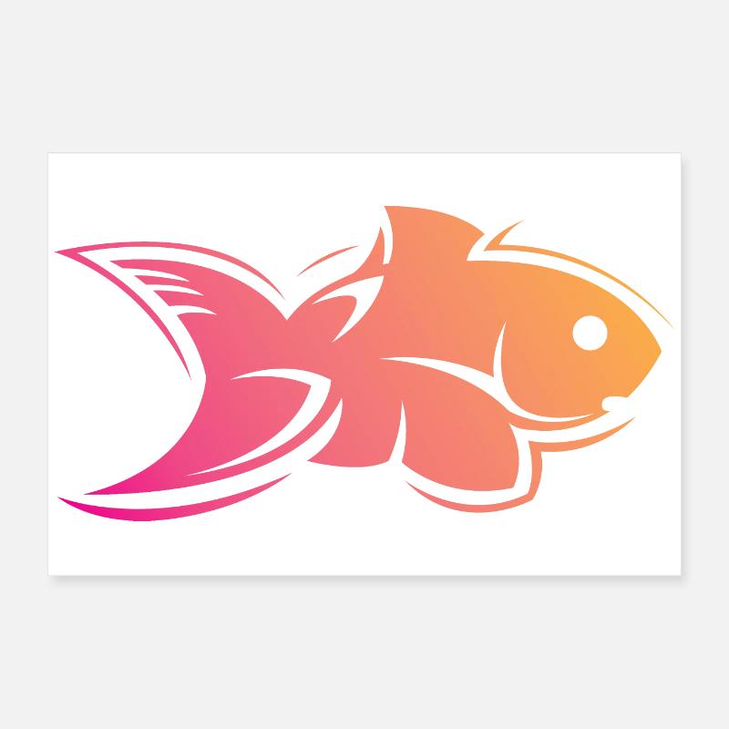 poisson poisson eau couleurs de la mer symbole icône logo Poster 60 x 40 cm