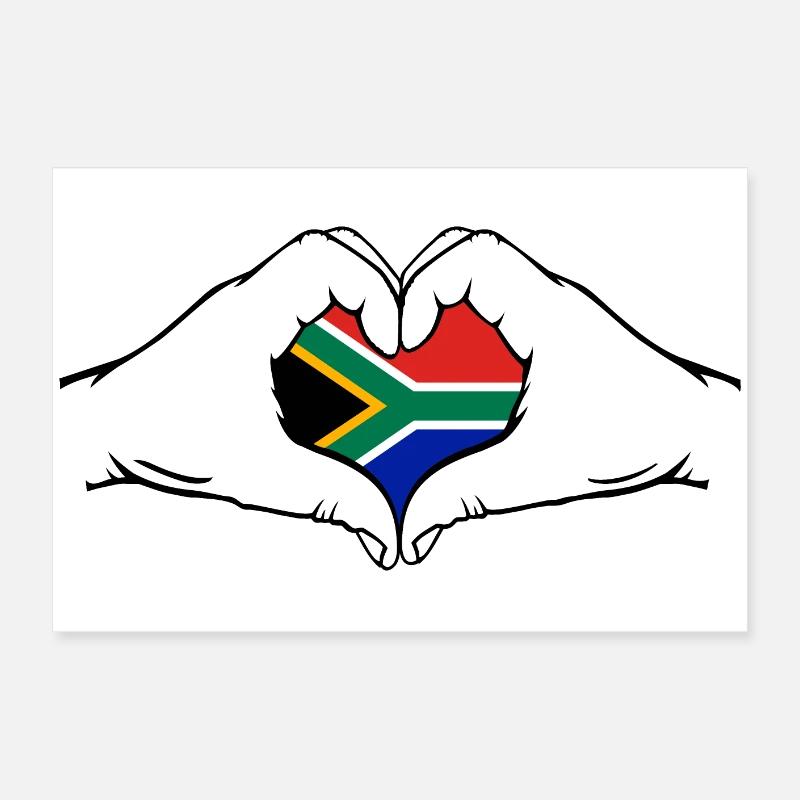 Afrique du Sud Forme de coeur Poster 60 x 40 cm