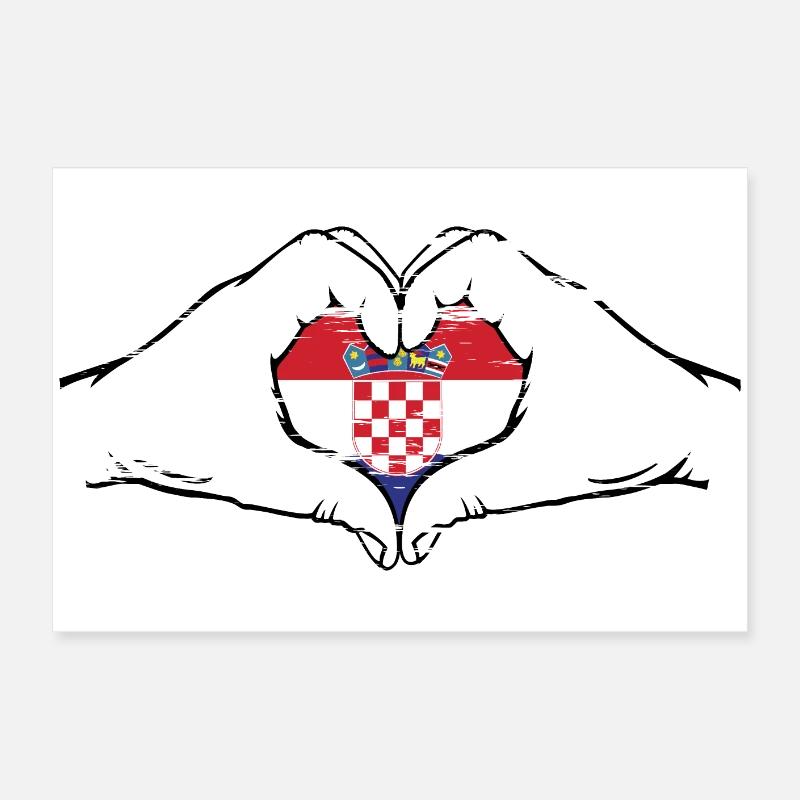 Croatie drapeau forme de coeur utilisé Poster 60 x 40 cm