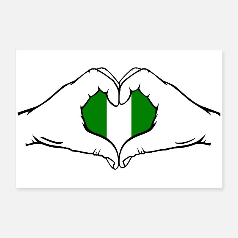 Drapeau du Nigeria en forme de coeur Poster 60 x 40 cm