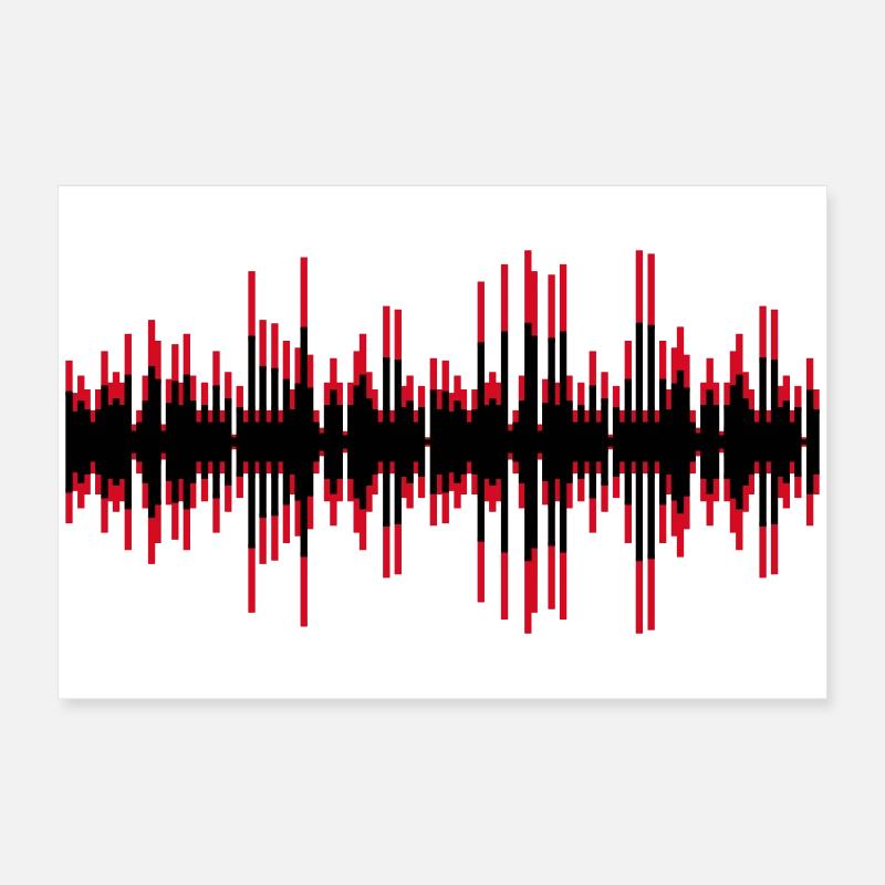 Piste audio Red Pulse Waves Poster 60 x 40 cm