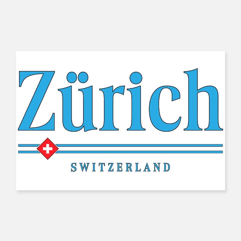 Zurich Blue Stripe Logo Poster 24" x 16" (60x40 cm)