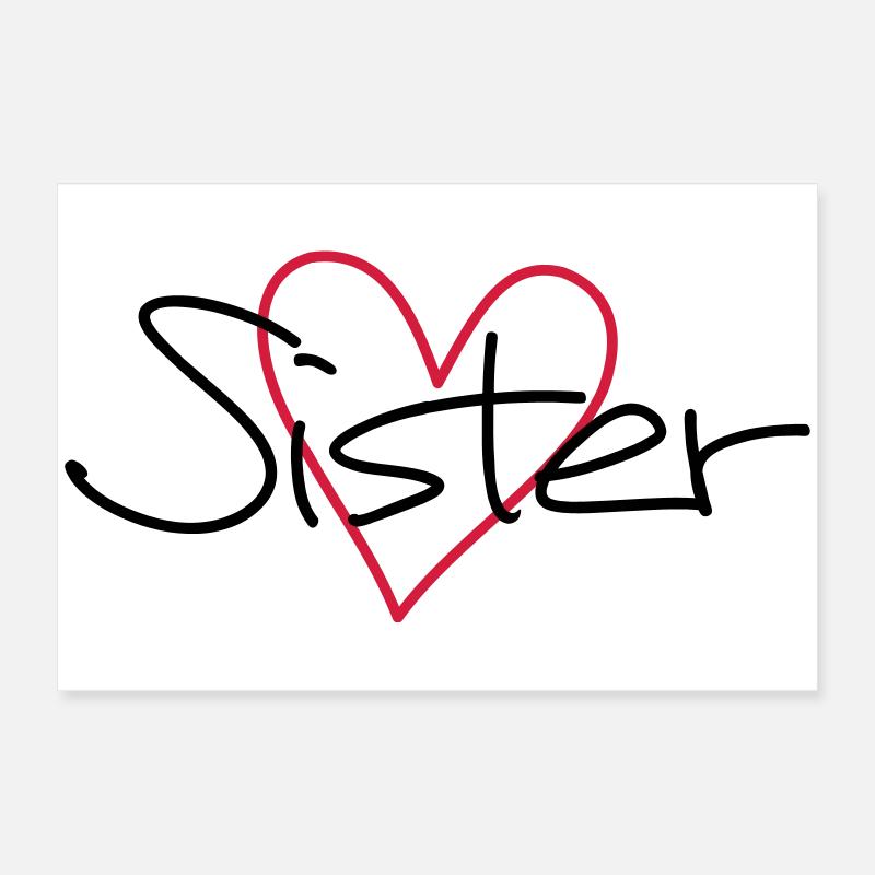 Sister Herz Geschenk Schwesterherz Poster 60x40 cm