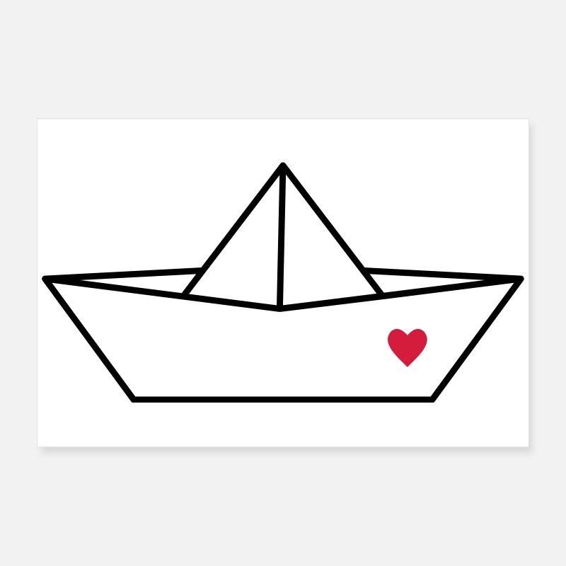 Boot Papier Schiff Herz I Hafen Liebe Geschenk Poster 60x40 cm