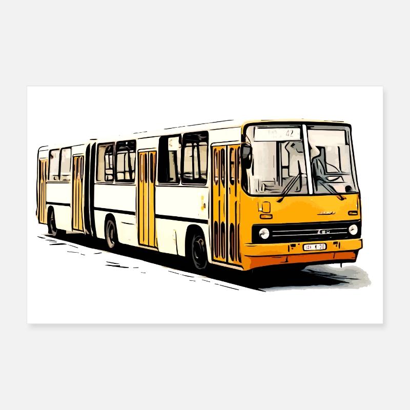 Bus articulé Ikarus jaune blanc Poster 60 x 40 cm