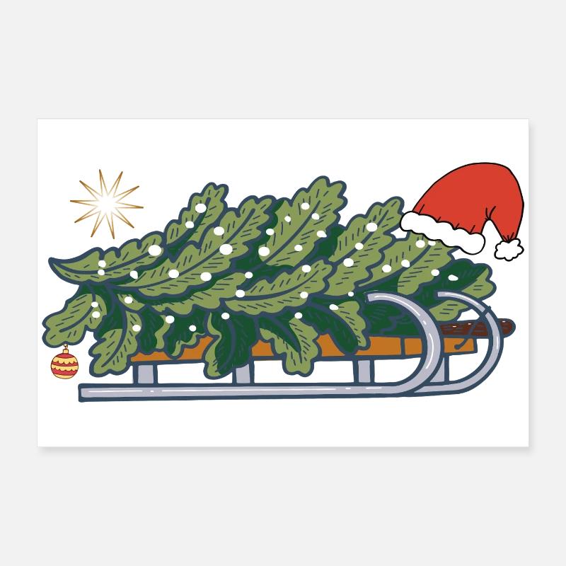 Weihnachtsbaum auf einem Schlitten Poster 60x40 cm