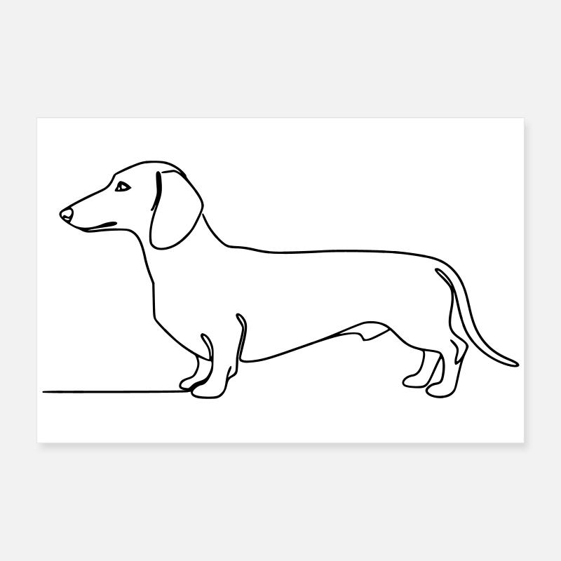 Dackel Teckel One Line Art Poster 60x40 cm