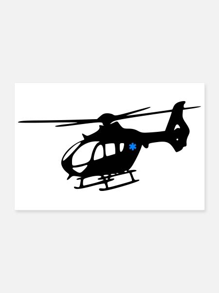 Notarzthubschrauber - Poster 60x40 cm - Weiß - Vorne