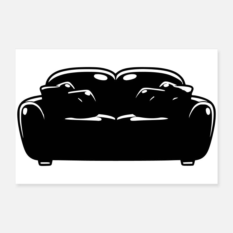 Sofa Couch Silhouette Chill Vector Poster 24" x 16" (60x40 cm)