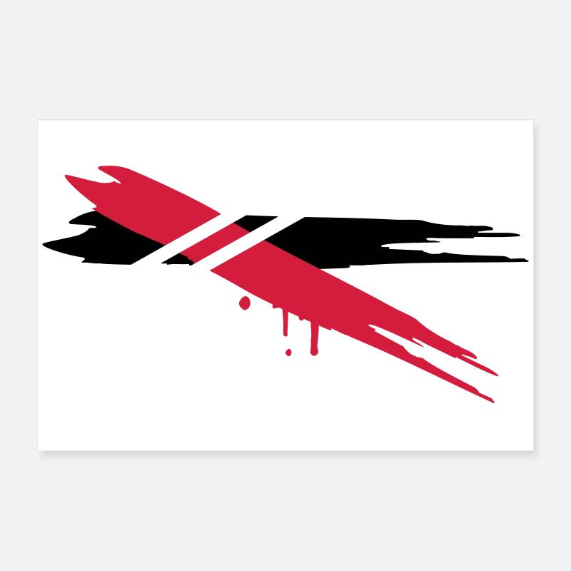 deux bandes de couleur avec des bandes horizontale Poster 60 x 40 cm