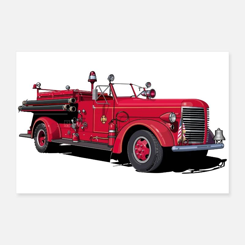 Fire engine vintage car Poster 24" x 16" (60x40 cm)