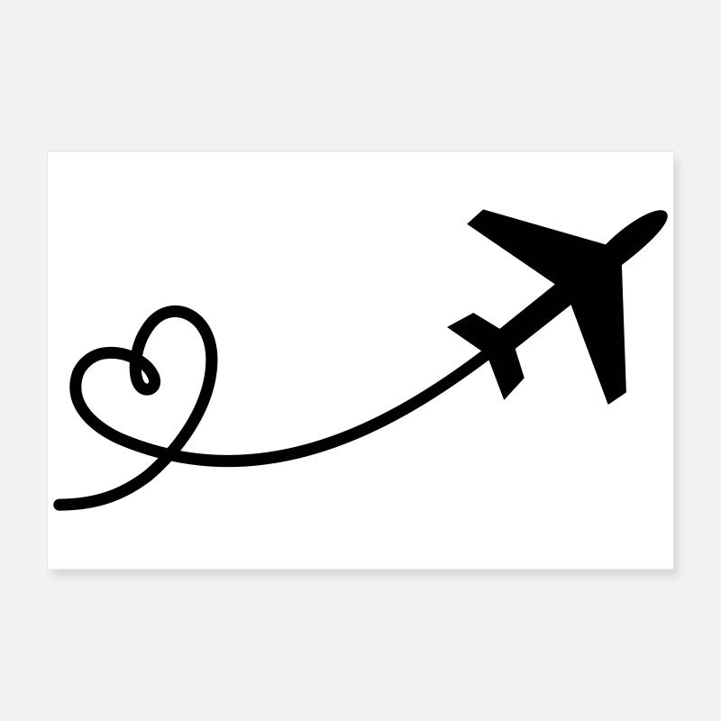 Flugzeug mit Herz Poster 60x40 cm