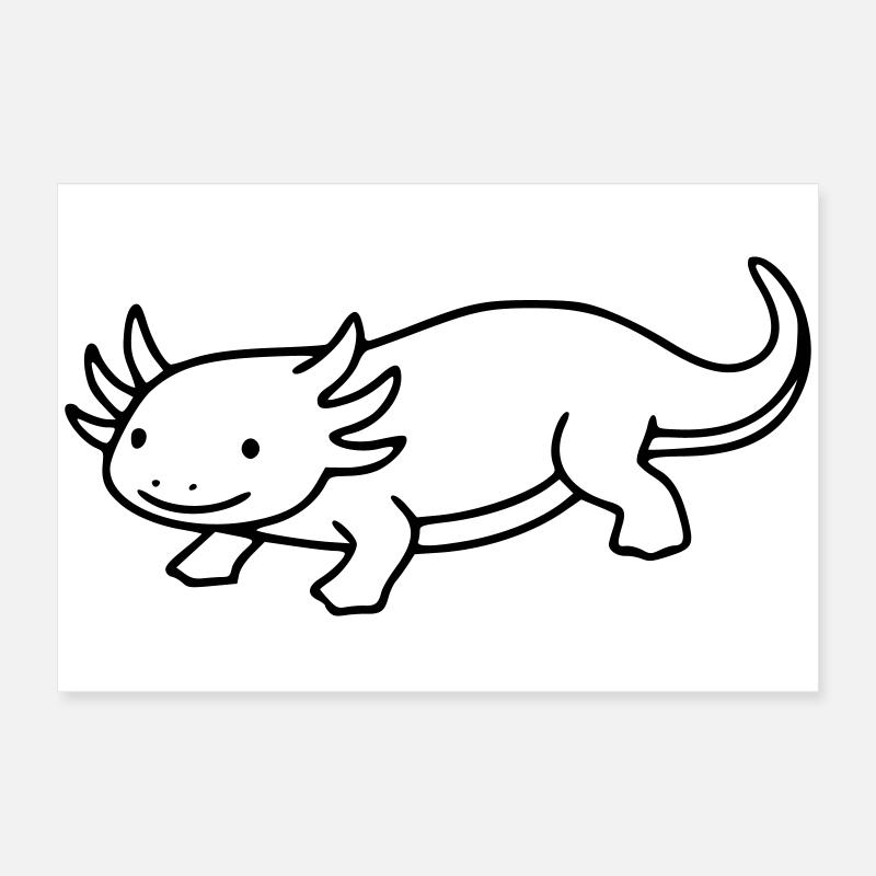 Dessin au trait d’axolotl | Amphibien minimaliste Poster 60 x 40 cm