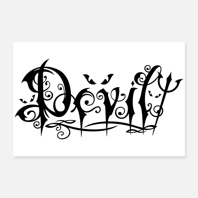 Devil Schriftzug im ornamentalen Gothic-Stil Poster 60x40 cm