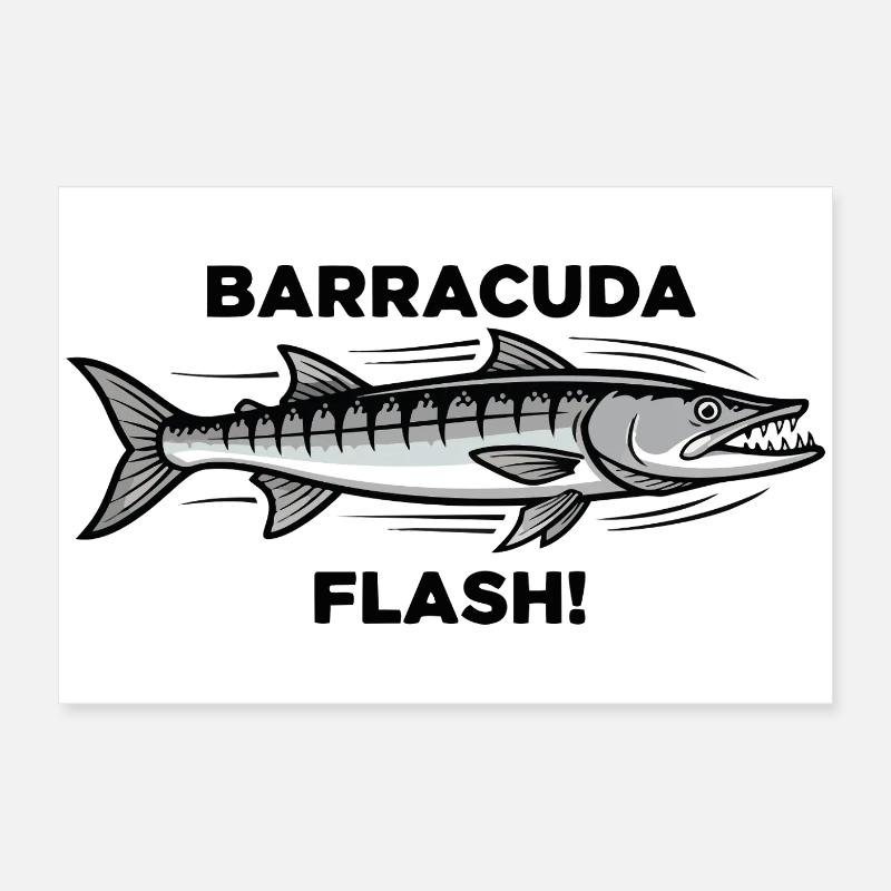 Barracuda Flash Predator Sea Barracuda Poster 24" x 16" (60x40 cm)