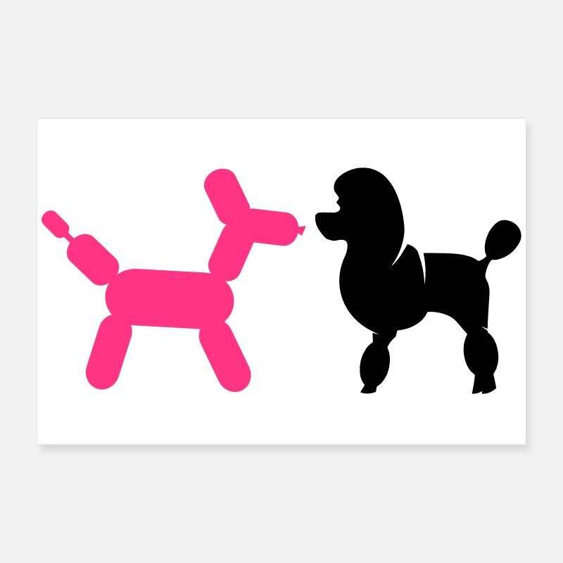 Poodle and Balloon Poodle Poster 24" x 16" (60x40 cm)