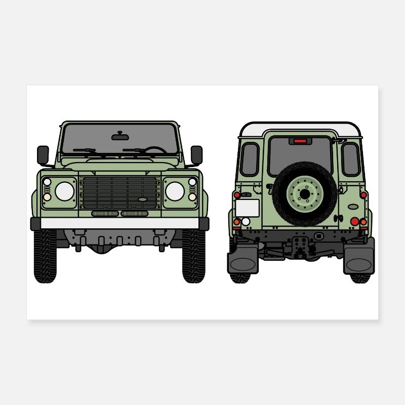Defender - Front and Rear Poster 24" x 16" (60x40 cm)