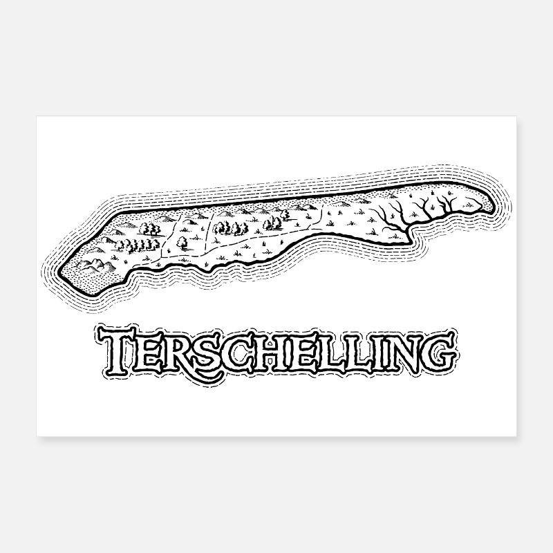 Terschelling | Antique map | Treasure map Poster 24" x 16" (60x40 cm)