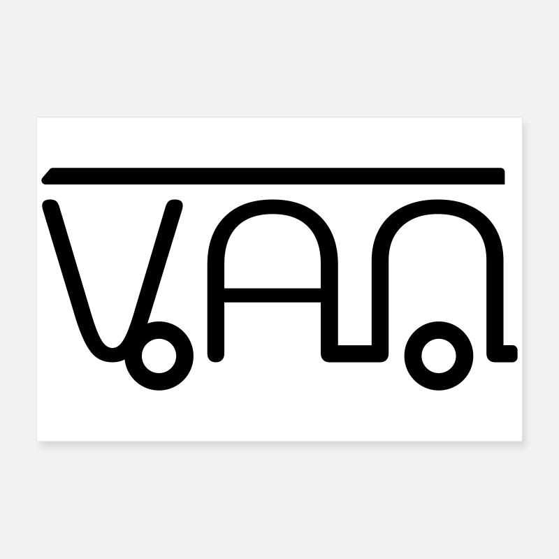 Illustration de Van Camper faite de lettres Poster 60 x 40 cm