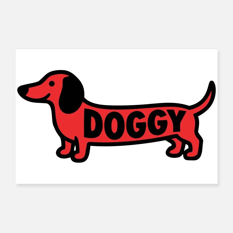 Teckel Chien Chien Dit Rouge Poster 60 x 40 cm