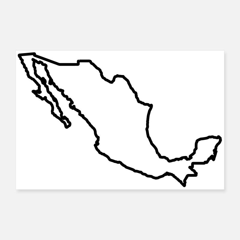 Mexico Outline Poster 24" x 16" (60x40 cm)